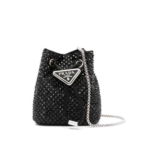 Bolsa Prada Mini de Cetim Com Strass