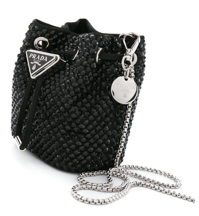 Bolsa Prada Mini de Cetim Com Strass