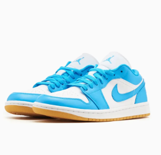 Air Jordan 1 Low" White Dark Powder Blue Gum"